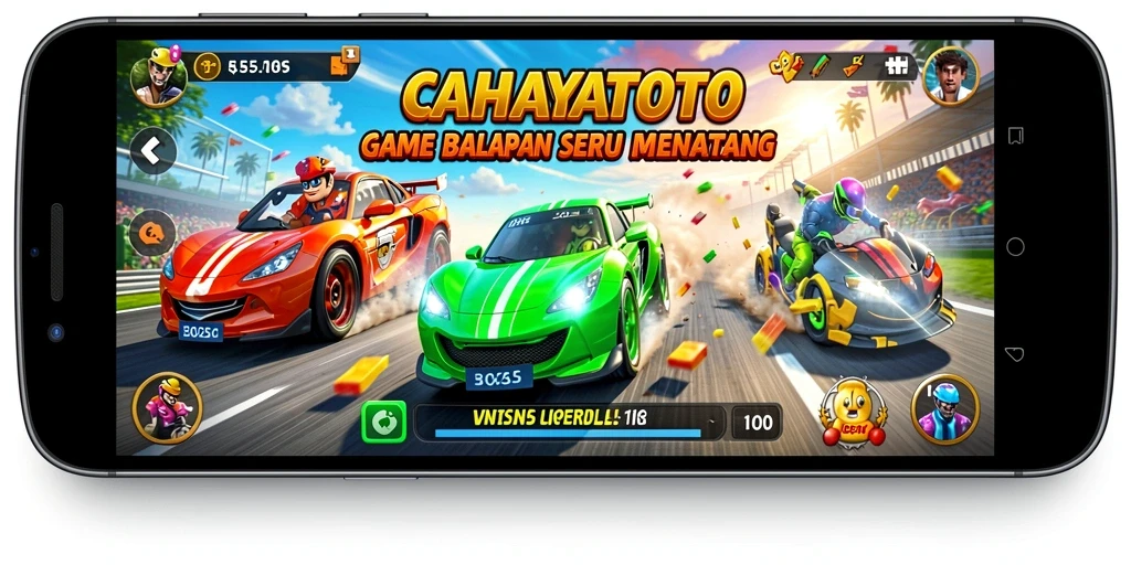 Tampilan gameplay seru dalam balapan CAHAYATOTO.