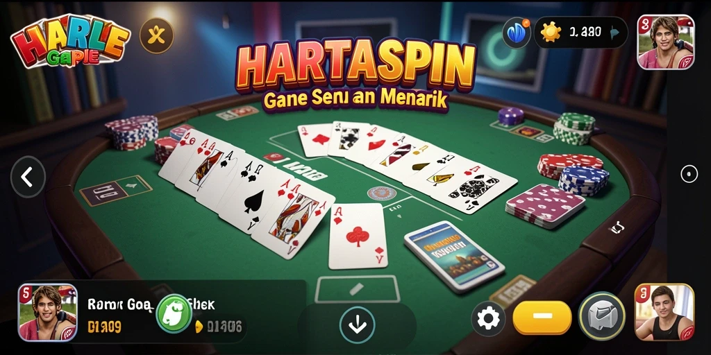 Tampilan gameplay HARTASPIN yang seru dalam permainan Gaple.