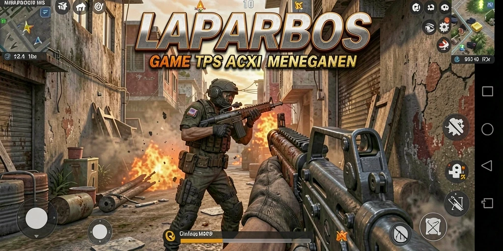 Screenshot menunjukkan momen menegangkan dalam gameplay TPS LAPARBOS.