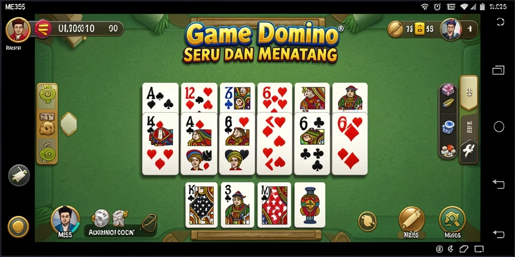 Screenshot ME355 memperlihatkan aksi seru permainan Domino.
