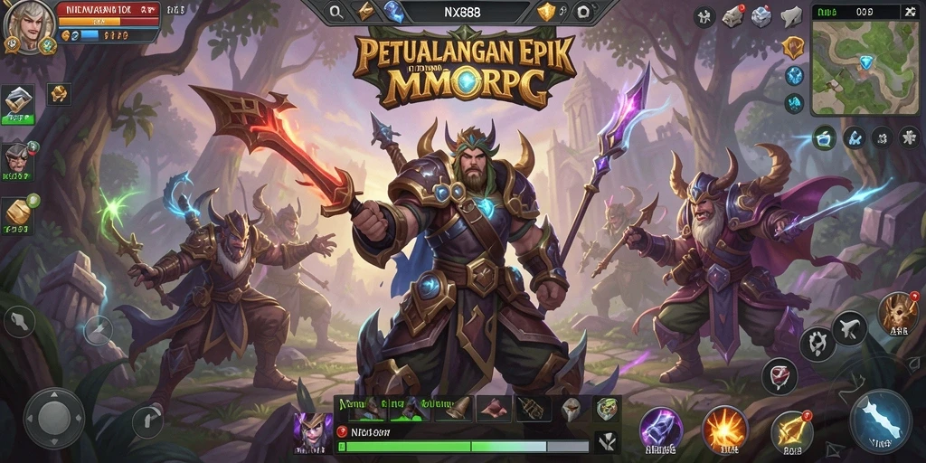 Tampilan menarik dari gameplay MMORPG di NX888.