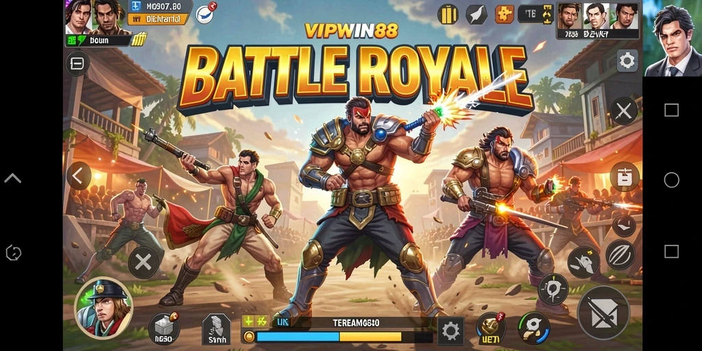 Screenshot gameplay VIPWIN88 yang menunjukkan aksi Battle Royale yang mendebarkan.